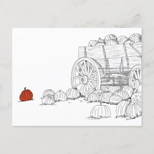 Pumpkin Patch Wagon Postcard