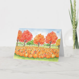 Pumpkin Patch Watercolor Autumn Card