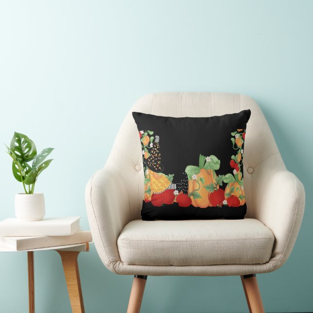 Pumpkin Patch Witch Throw Pillow (Chair)