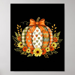 Pumpkin Patchwork Flower Thanksgiving Autumn Fall  Poster