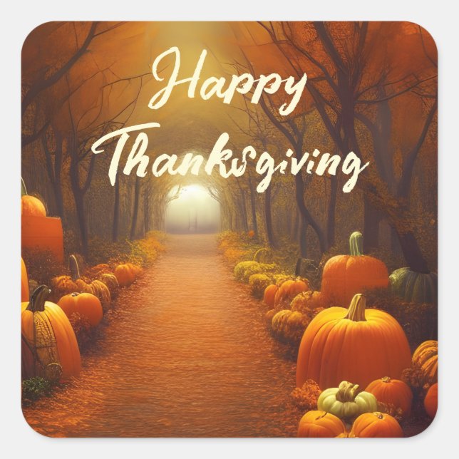 Pumpkin Path Beautiful Autumn Scene Custom  Square Sticker (Front)