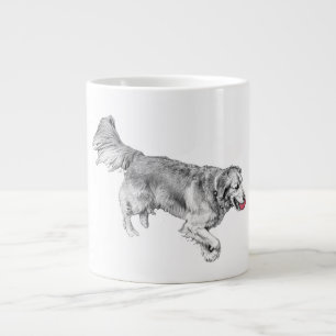 Pumpkin Path Pup with Red Ball Large Coffee Mug