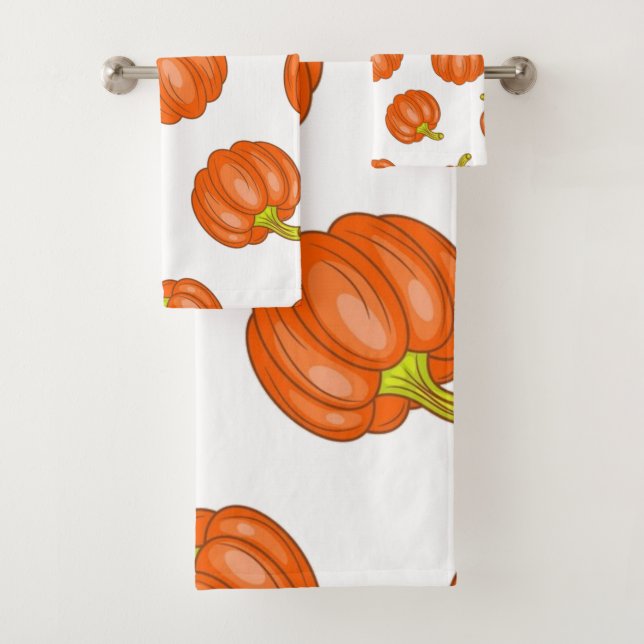 Pumpkin pattern bath towel set (Insitu)