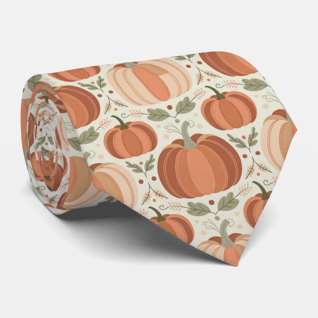 Pumpkin Pattern Boho Style Tie (Rolled)