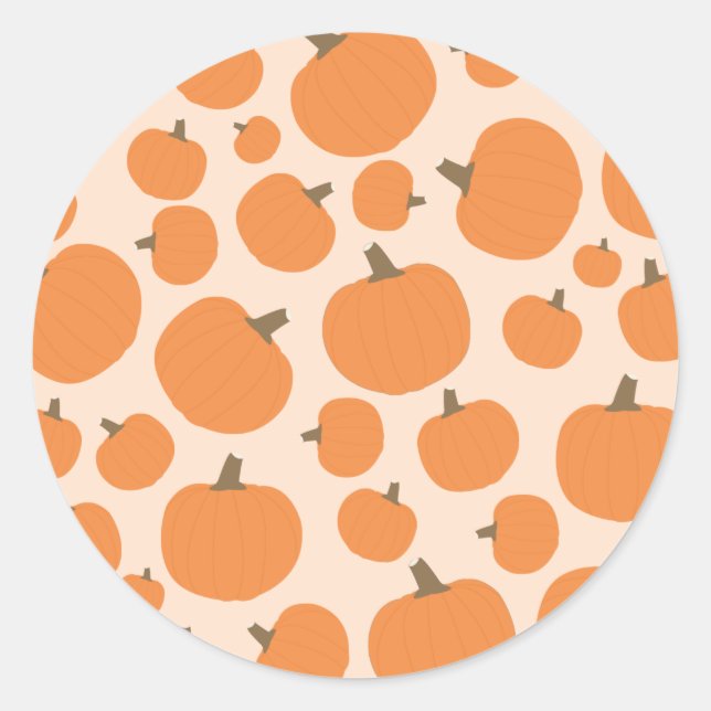 Pumpkin Pattern Fall Autumn Halloween Classic Round Sticker (Front)