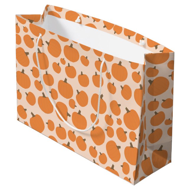 Pumpkin Pattern Fall Autumn Halloween Large Gift Bag (Back Angled)