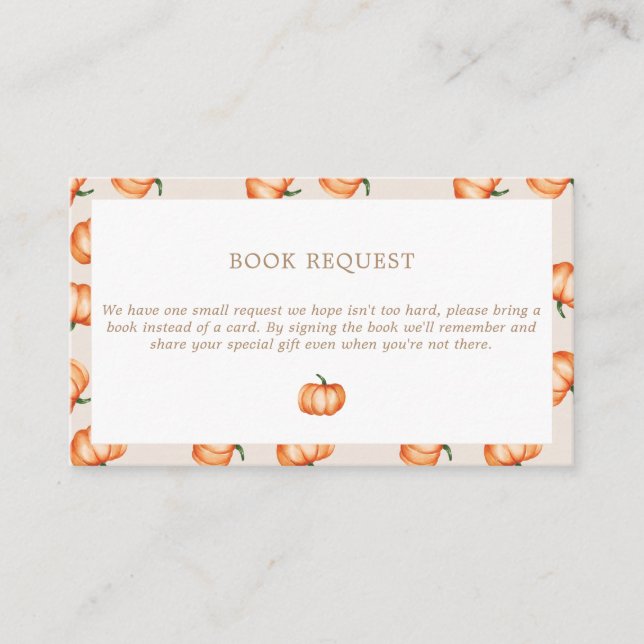 Pumpkin Pattern Fall Baby Shower | Book Request Enclosure Card (Front)