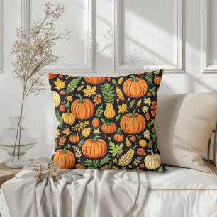 Pumpkin Pattern Harvest Day Autumn Decor Throw Pillow