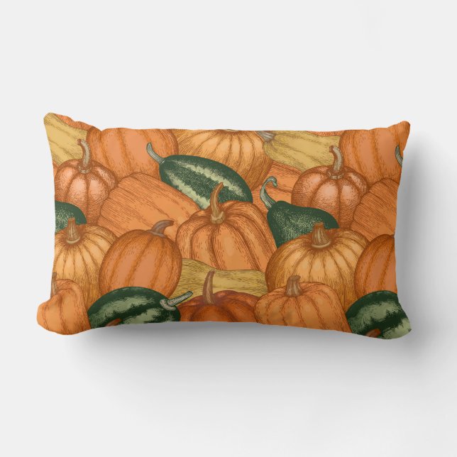 Pumpkin Pattern Lumbar Pillow (Front)