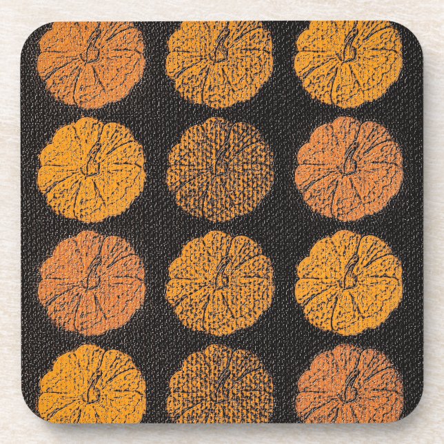 Pumpkin Pattern Orange Coaster (Front)