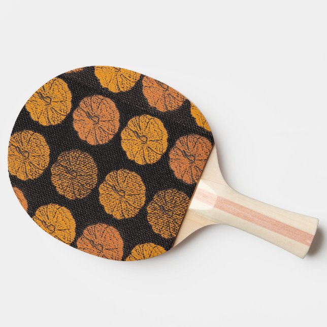 Pumpkin Pattern Orange Ping Pong Paddle (Side)