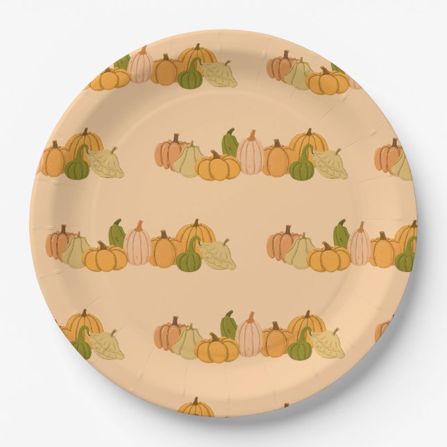 Pumpkin Pattern Paper plates – Halloween Party (Front)