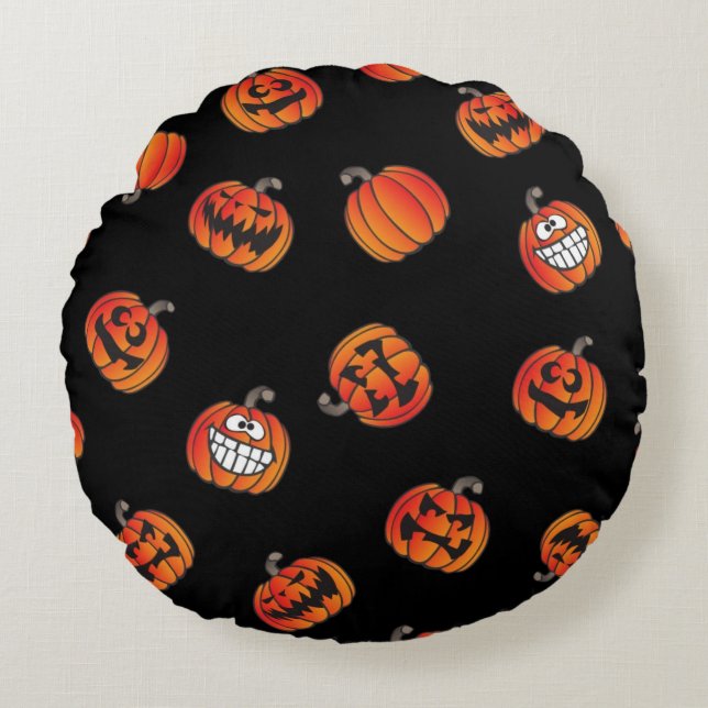 Pumpkin pattern round pillow (Front)