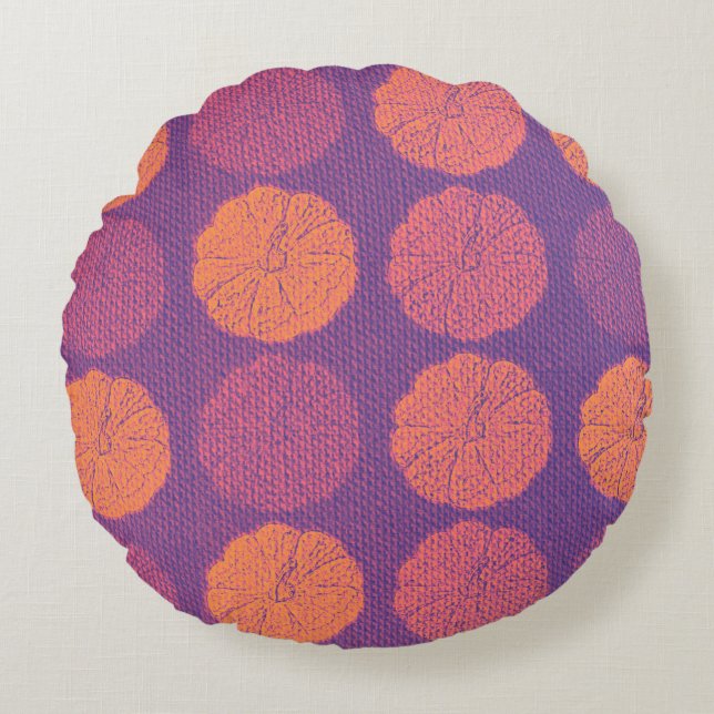 Pumpkin Pattern Round Pillow (Front)