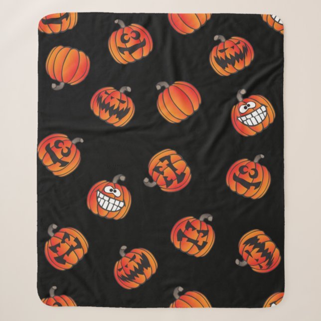 Pumpkin pattern sherpa blanket (Front)