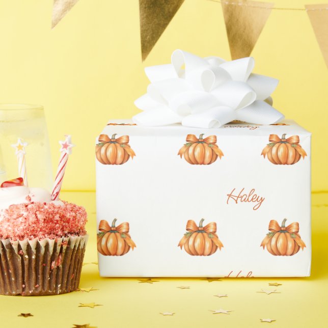 Pumpkin Pattern Wrapping Paper, Fall Baby Shower Paper (Birthday Party)