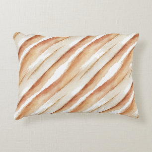 Pumpkin Peach Latte Stripes Accent Pillow