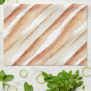Pumpkin Peach Latte Stripes Kitchen Towel