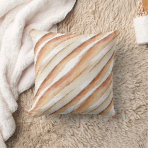 Pumpkin Peach Latte Stripes Throw Pillow