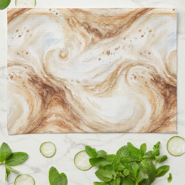 Pumpkin Peach Latte Swirls Kitchen Towel (Folded)