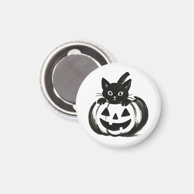 Pumpkin Peek – Black Cat Halloween Design on  Magnet (Front/Back)