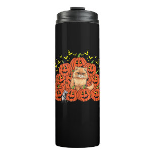 Pumpkin Persian Cat Halloween Kitten Jack O Lanter Thermal Tumbler