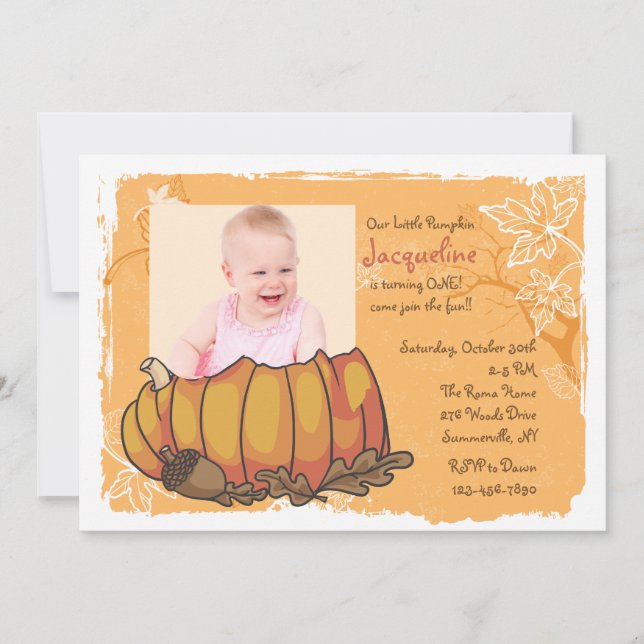 Pumpkin Photo Invitation (Front)