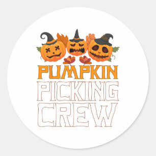 Pumpkin Picking Crew Halloween Family Matching Classic Round Sticker