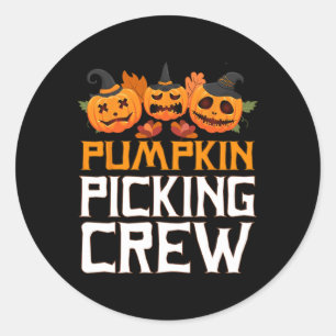 Pumpkin Picking Crew Halloween Family Matching  Classic Round Sticker