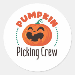 Pumpkin Picking Crew Halloween Patch Button Classic Round Sticker
