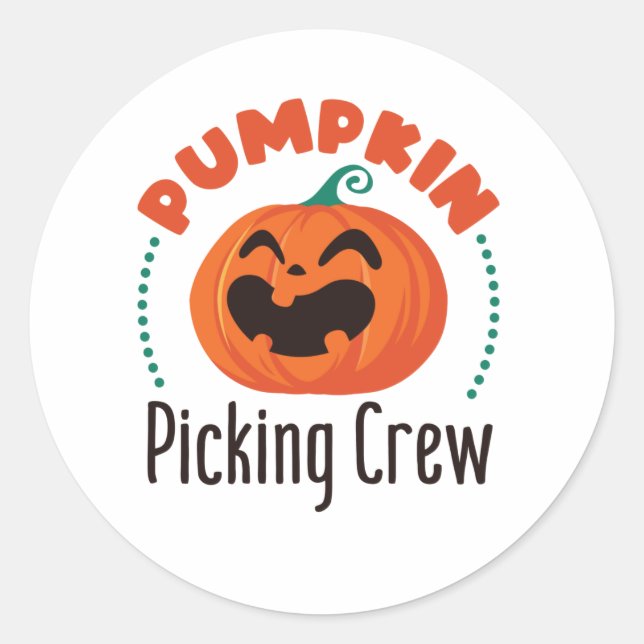 Pumpkin Picking Crew Halloween Patch Button Classic Round Sticker (Front)