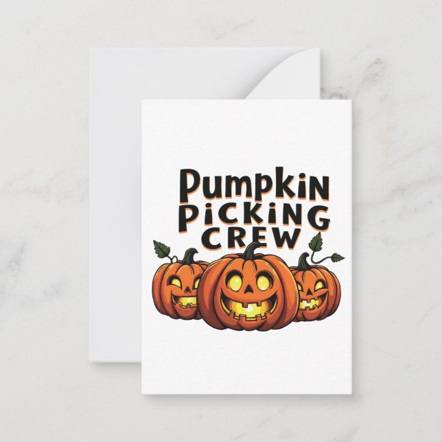 Pumpkin Picking Crew Spooky Halloween Matching Card (Front)