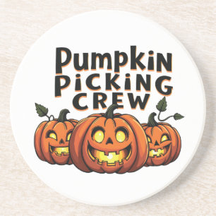 Pumpkin Picking Crew Spooky Halloween Matching Coaster