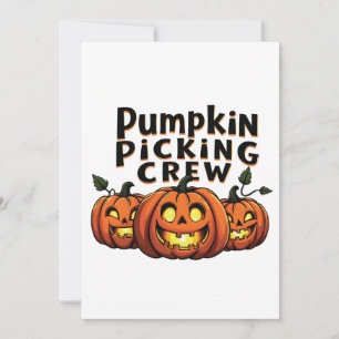 Pumpkin Picking Crew Spooky Halloween Matching Invitation