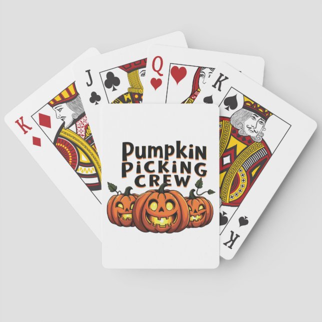 Pumpkin Picking Crew Spooky Halloween Matching Playing Cards (Back)