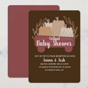 Pumpkin Picking Wagon Virtual Baby Shower Invitation