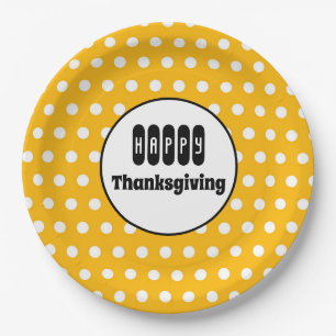 Pumpkin Pie and White Polka Dot Thanksgiving Paper Plate