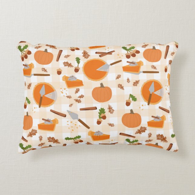 Pumpkin Pie Autumn Fall Pattern Accent Pillow (Front)