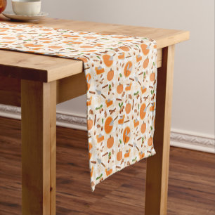 Pumpkin Pie Autumn Fall Pattern Short Table Runner