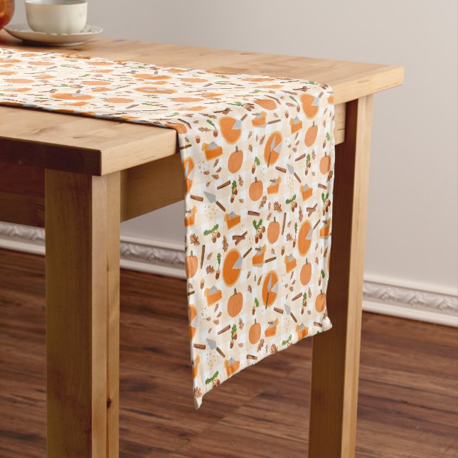 Pumpkin Pie Autumn Fall Pattern Short Table Runner (In Situ)