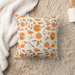Pumpkin Pie Autumn Fall Pattern Throw Pillow