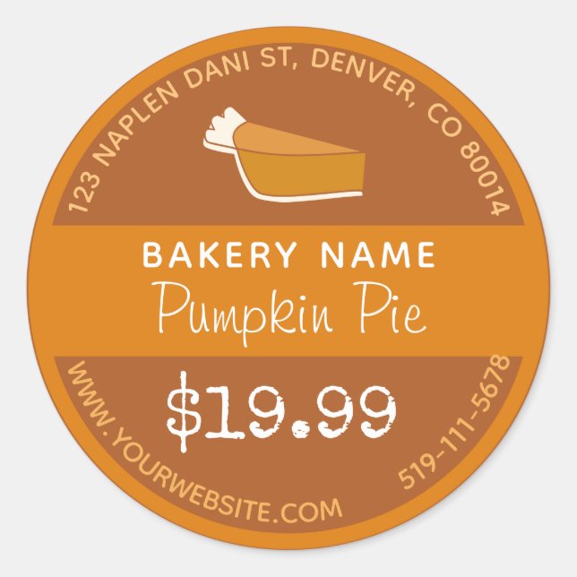 Pumpkin Pie Bakery Sticker (Front)