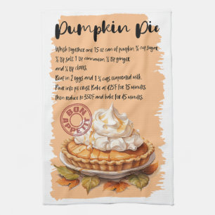 Pumpkin Pie Baking Recipe Kitchen Towel