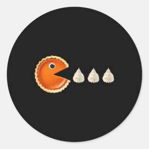 Pumpkin Pie Eating Cream Funny Thanksgiving Classic Round Sticker