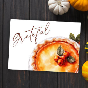 Pumpkin Pie Fall Rustic Grateful Thanksgiving Holiday Card