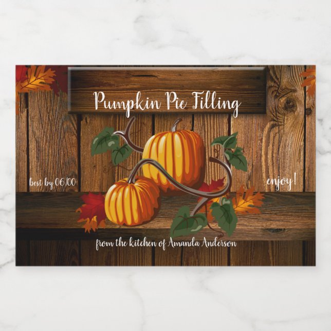 Pumpkin Pie Filling Canning Label 3x2 (Single Label)