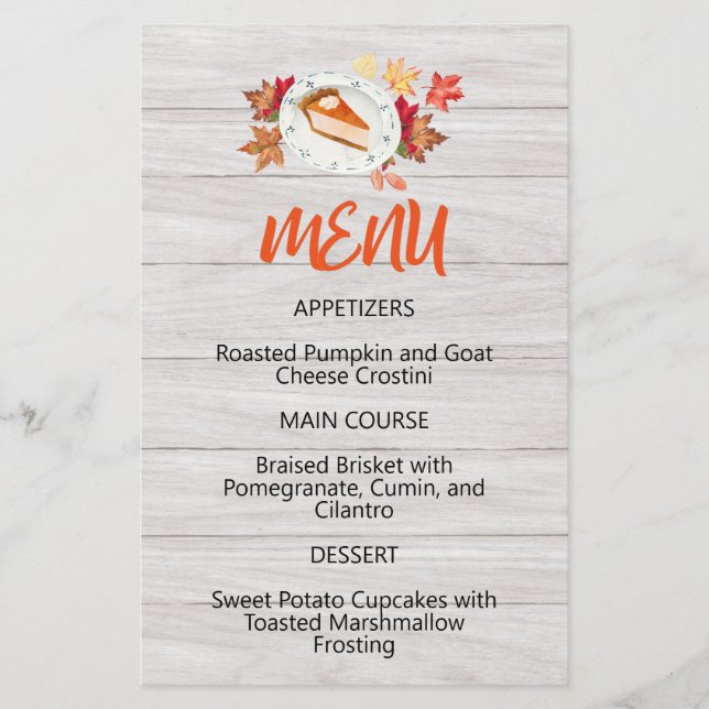 Pumpkin Pie Fixes Everything Menu (Front)