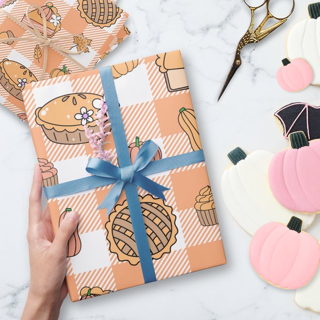 Pumpkin Pie Gingham Wrapping Paper (Creator Uploaded)