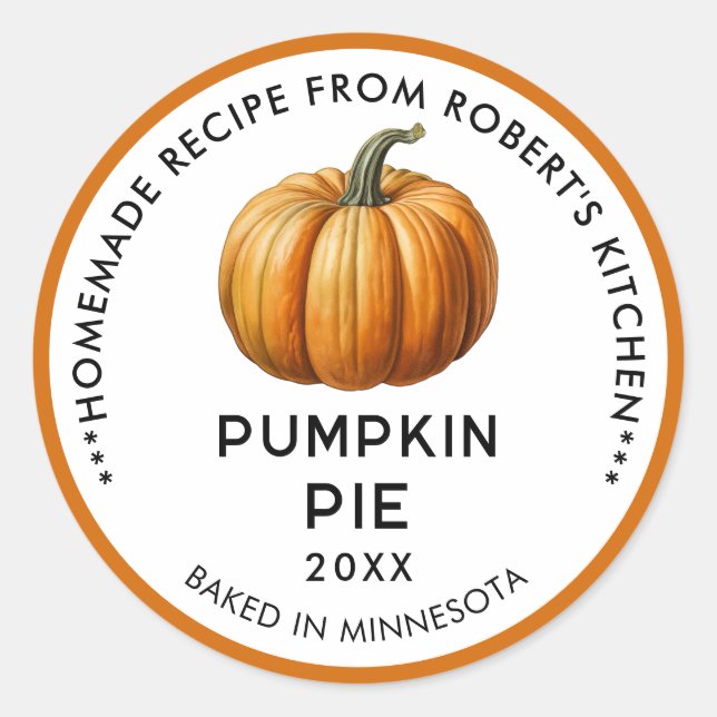 Pumpkin pie labels in orange (Front)