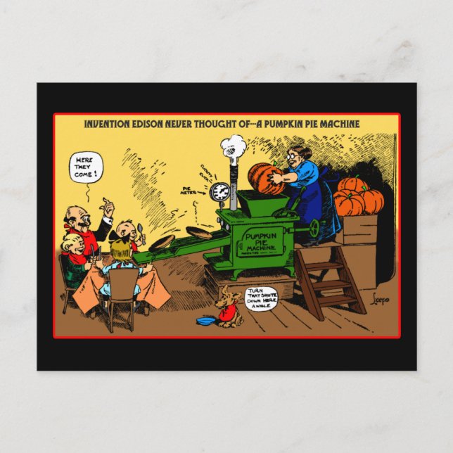 Pumpkin Pie Machine holiday postcard (Front)